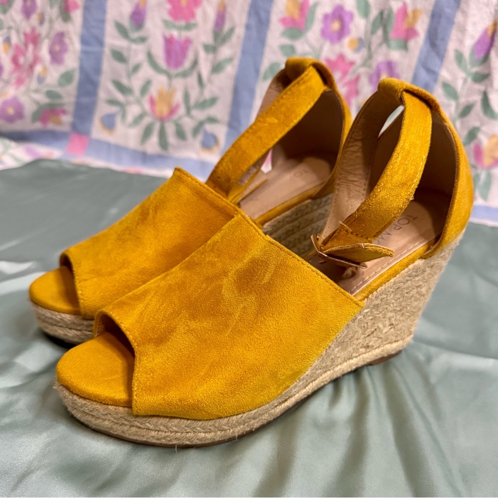 Women’s Top Moda Mustard Yellow Summer Twine Wedges